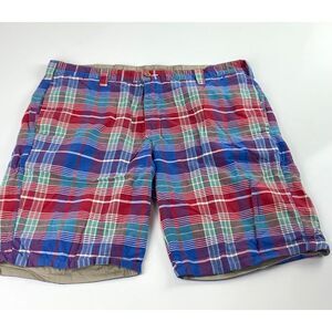Olde School Reversible Plaid Chino Shorts Mens 36 Tan Multicolor O0200